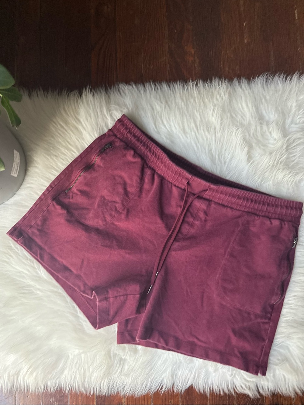 Burgundy Red Knit Moto Shorts